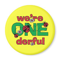 ONEderful Ladybug Twins 1st Birthday magnets
