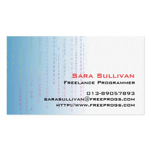 Ones Zeroes Blue Business Card Template (front side)