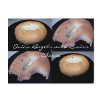 onion bagels. post cards