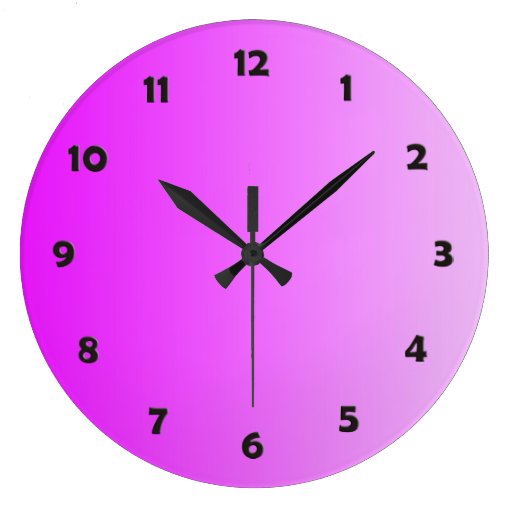ONLY COLOR gradients neon pink + clock face Clocks Zazzle