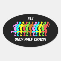 only half crazy oval sticker