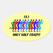only half crazy oval stickers