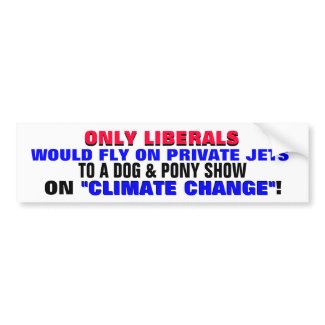 ONLY LIBERALS WOULD FLY ON PRIVATE JETS TO A... bumpersticker