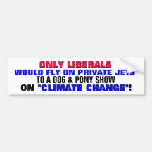 ONLY LIBERALS WOULD FLY ON PRIVATE JETS TO A... BUMPER STICKERS