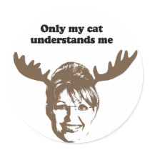 Only my cat understands me round sticker