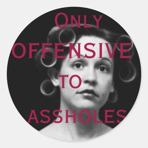 Only offensive to assholes round stickers