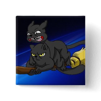 Onyx and Topaz flying broom Button Square button