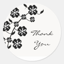 Onyx Floral Burst Thank You Sticker