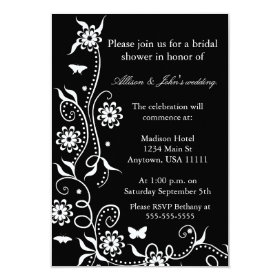 Onyx Floral Swirl Bridal Shower Invitation