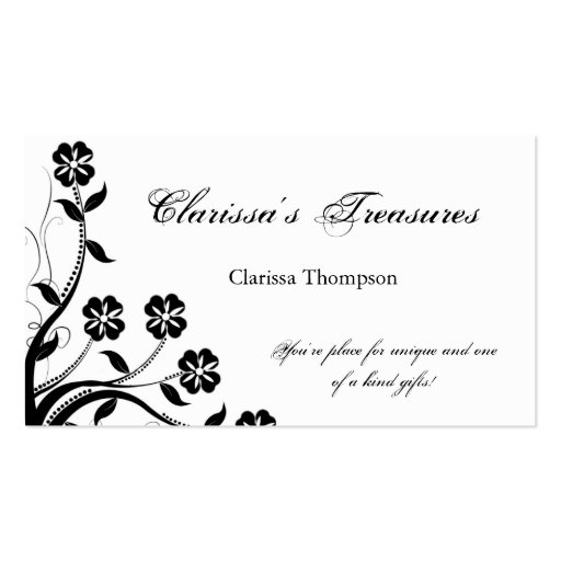 Onyx Floral Swirl Business Card (front side)