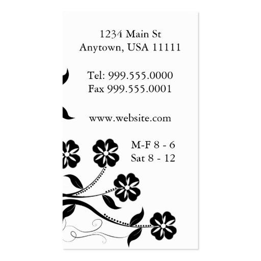 Onyx Floral Swirl Business Card (back side)