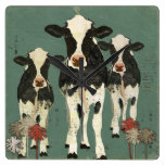 Onyx & Ivory Cows Clock