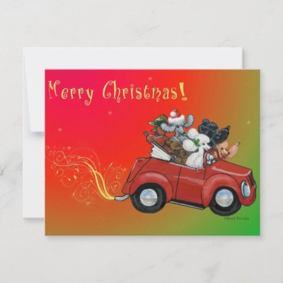 Oodles of Poodles Christmas Retro Car Invitation by greerdesign