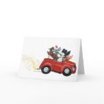 Oodles Poodles red Car Christmas Cards