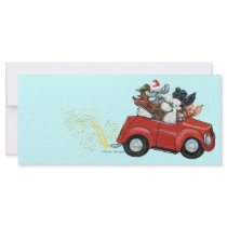 Oodles Poodles red Car Christmas rack cards