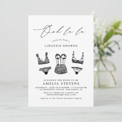 Ooh La La French Lingerie Shower Invitation Zazzle