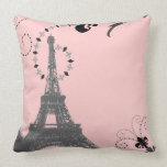 ooh la la pink vintage paris eiffel tower Pillow