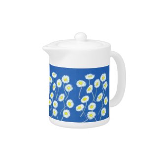 Oops-a-Daisy Tea Pot, White, Yellow, Blue