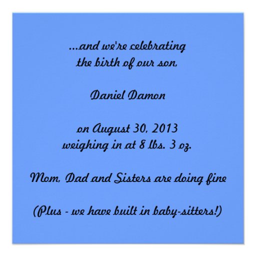 "Oops" baby announcement