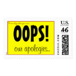 "OOPS!, our apologies" postage stamp