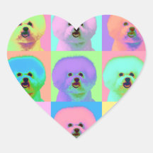 Op Art - Bichon Frise Heart Stickers