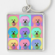 Op Art - Bichon Frise Key Chains