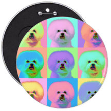 Op Art - Bichon Frise Pinback Button