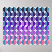 Op Art Big Circles By Half Blue Purple And Magenta Posters