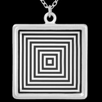 Op-art Black & White Infinity Squares Illusion necklaces