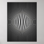 Op Art Bulging Vertical Stripes Black and White 2 Print