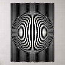 Op Art Bulging Vertical Stripes Black and White 2 Print