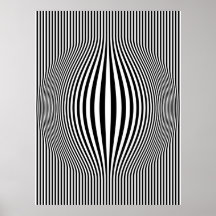 Op Art Bulging Vertical Stripes Black and White Posters