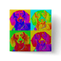 Op Art Dachshund Buttons