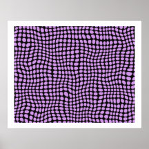 Op Art Deformed and Ordered Circles Black and Viol Poster