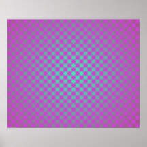 Op Art Facing Each Other Fuchsia Over Radial Blue Posters