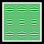 Op Art Lines and Spheres 01 - Green and White posters