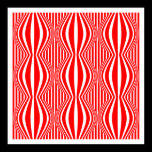 Op Art Lines and Spheres 02 - Red and White posters