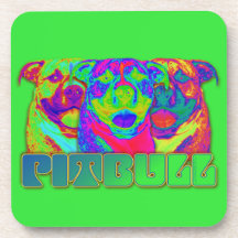 Op Art Pitbull Beverage Coaster