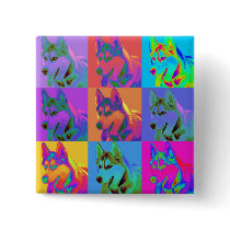 Op Art - Siberian Husky Button