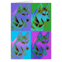 Op Art - Siberian Husky Greeting Cards