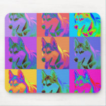 Op Art - Siberian Husky mousepads