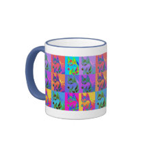 Op Art - Siberian Husky Mugs