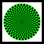 Op Art Wheel - Green and Black posters