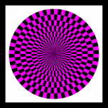 Op Art Wheel - Magenta and Black posters
