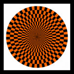 Op Art Wheel - Orange and Black posters