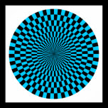 Op Art Wheel - Sky Blue and Black posters