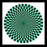 Op Art Wheel - Turquoise and Black posters