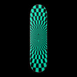 Op Art Wheel - Turquoise and Black skateboards