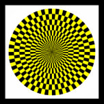 Op Art Wheel - Yellow and Black posters