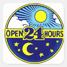 Open 24 Hours Sun and Moon Sticker